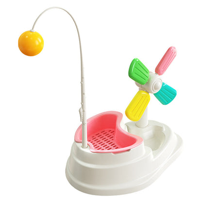 Cat Windmill Interactive Toy with Grass Box